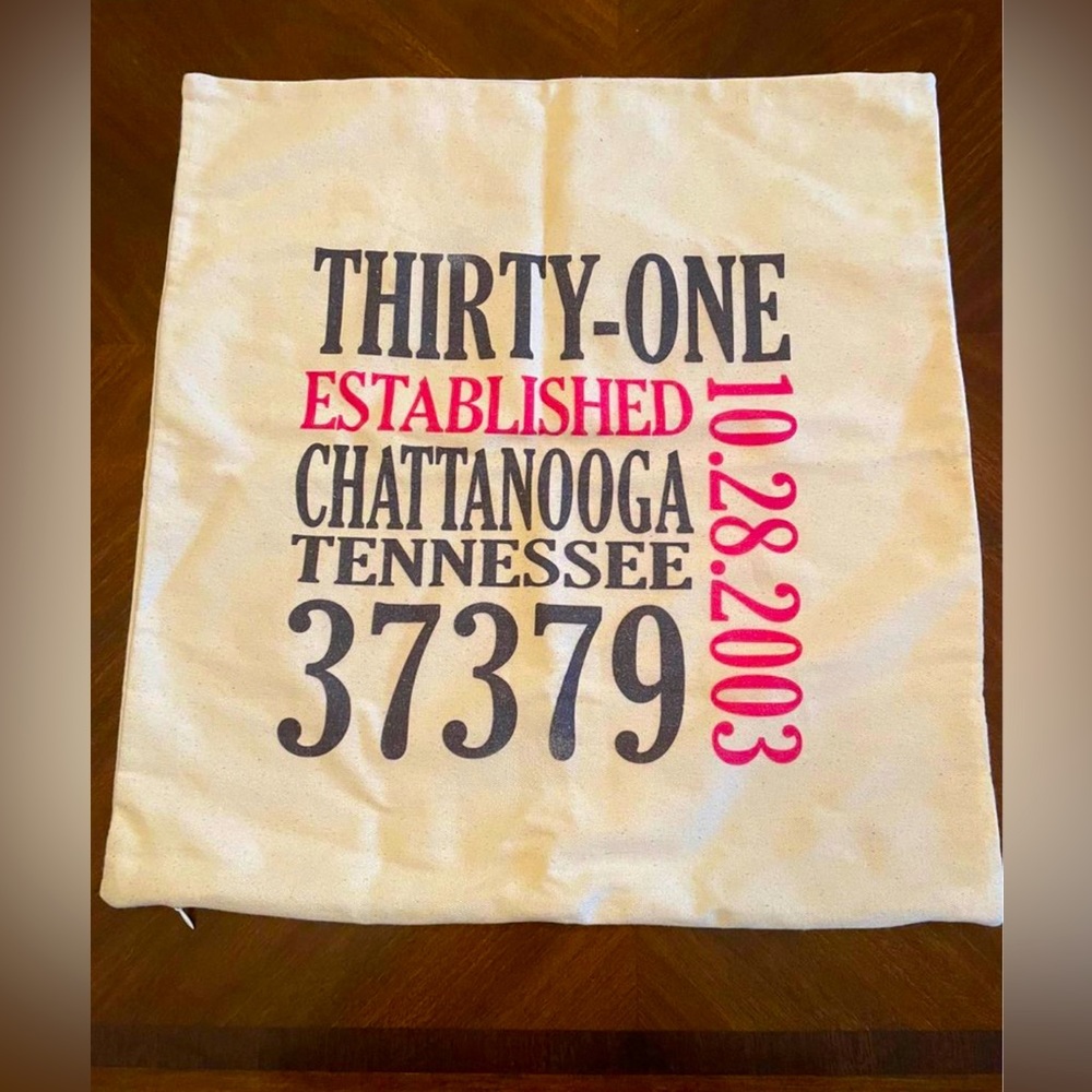 Thirty-One Address and date Beige Pillow case 18x18